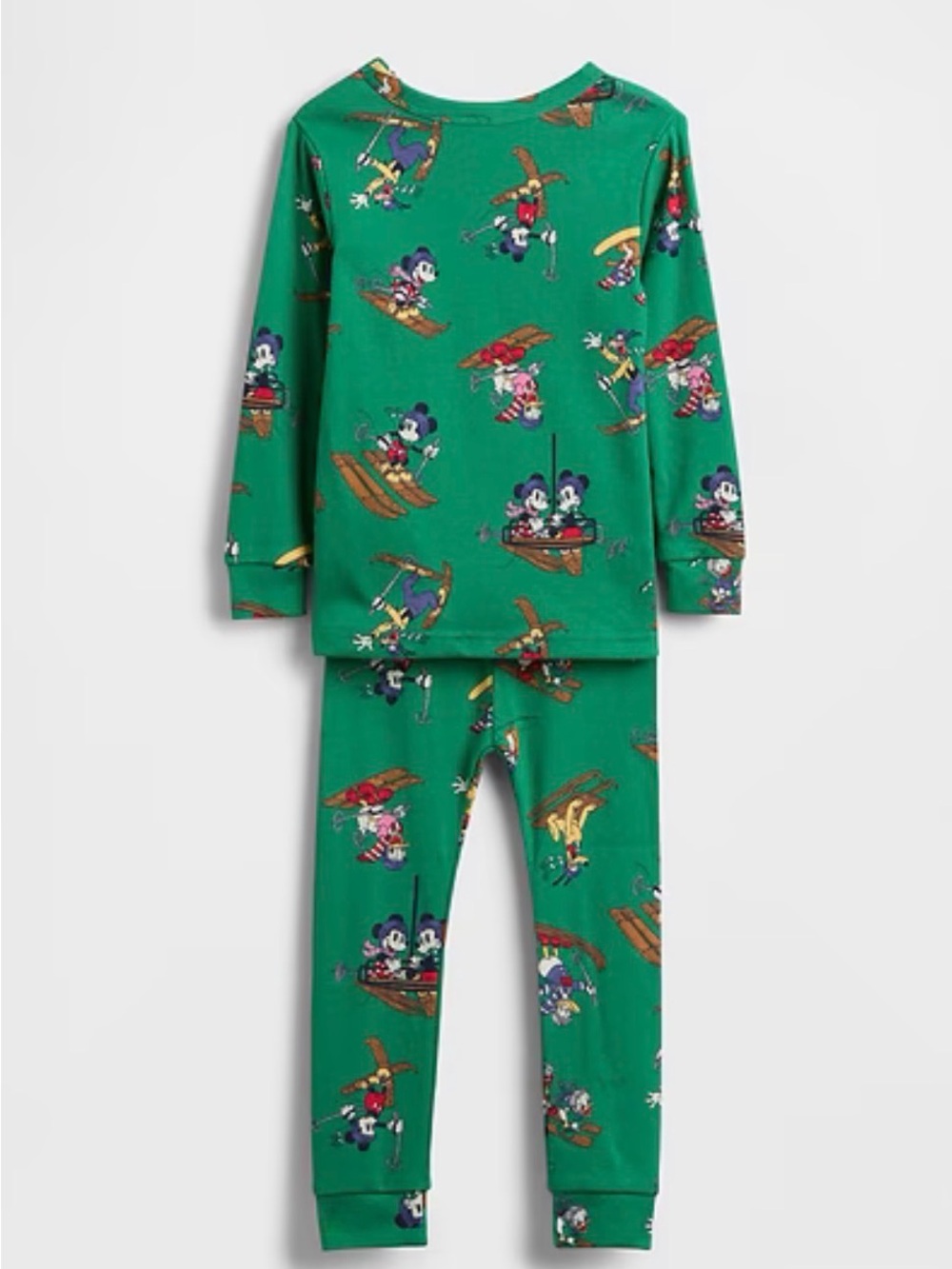 Disney Green Mickey & Friends Skiing Pajama Set